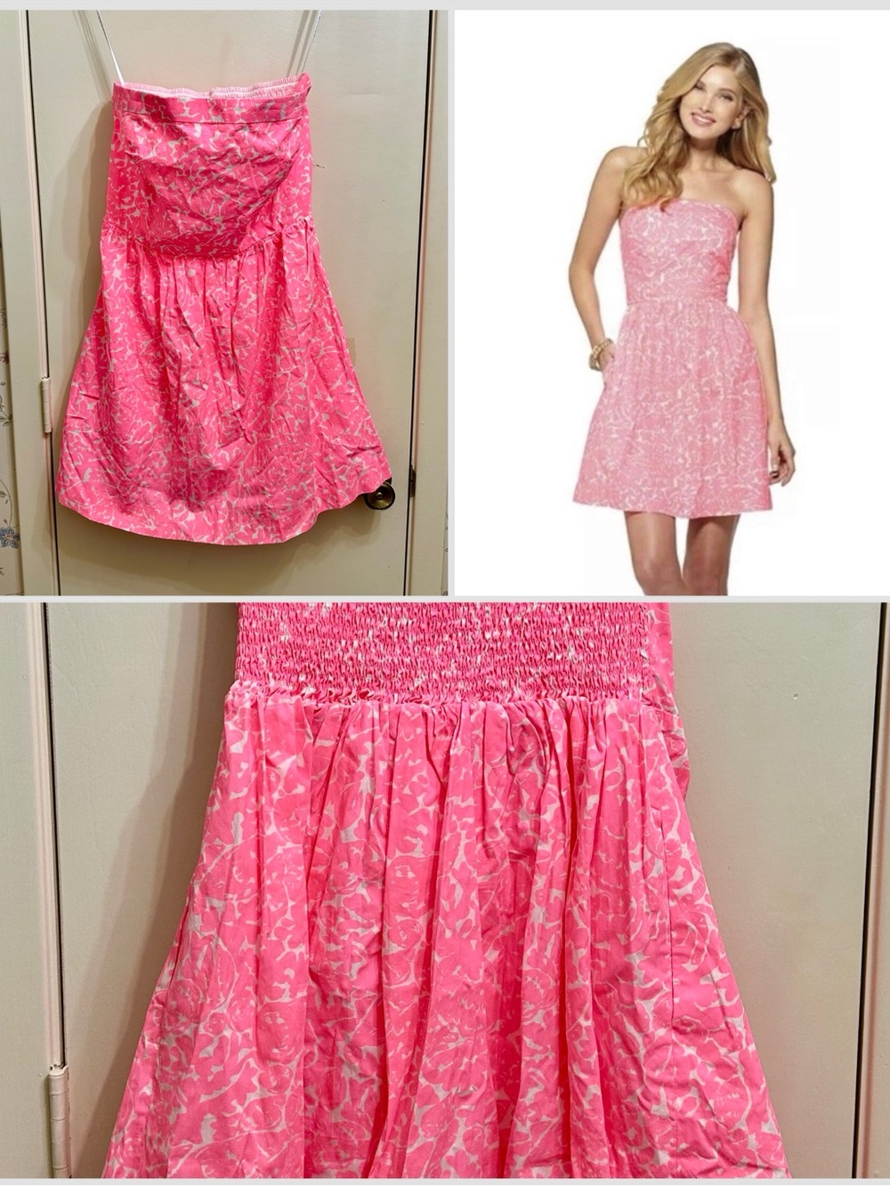 BNWT! Lilly Pulitzer Cosmo Pink Chandie Strapless Dress SZ L
